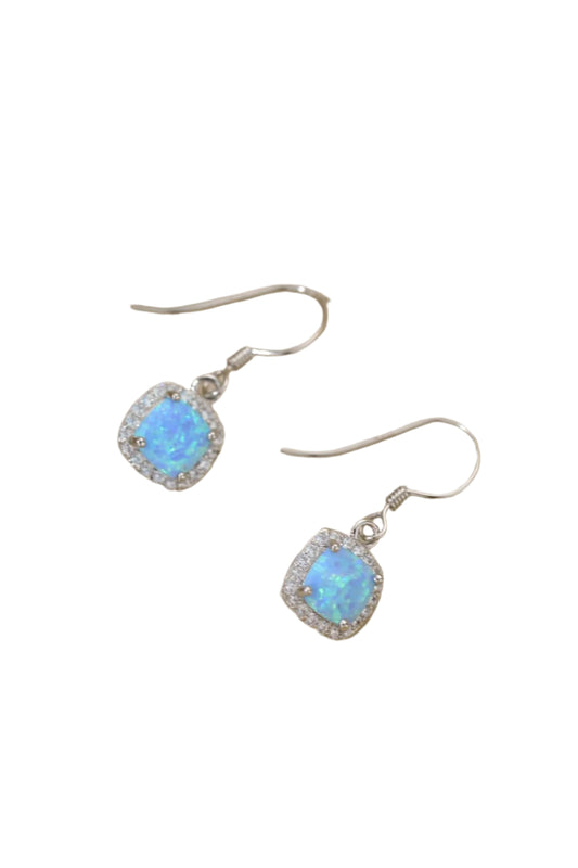 Opal Crystal Square Zircon Drop Earrings