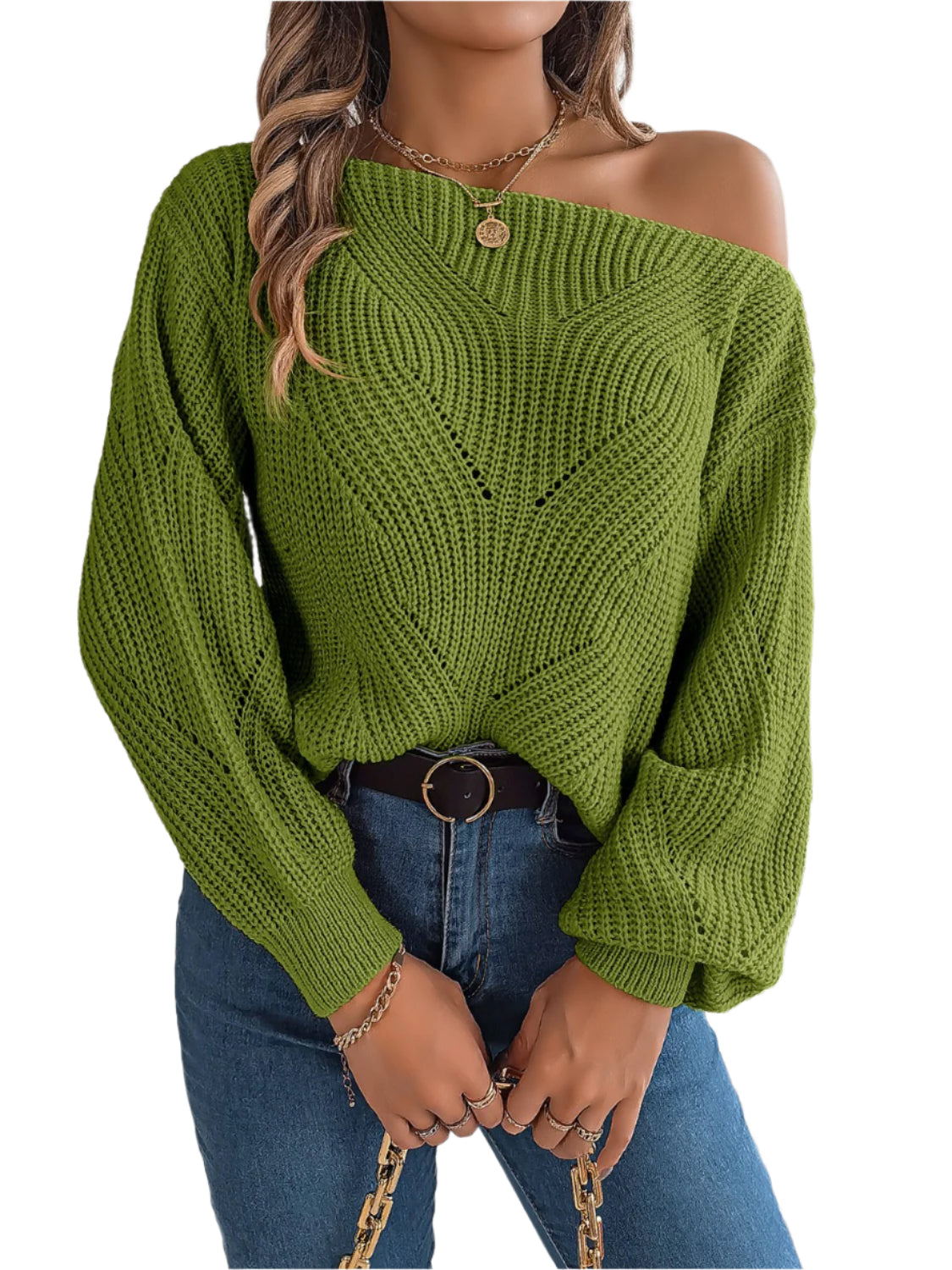 Openwork Long Sleeve Sweater