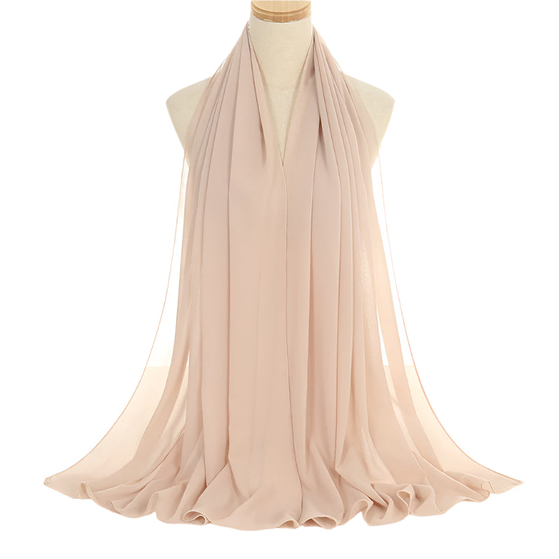 Pearl Chiffon Solid Color Rectangular Scarf