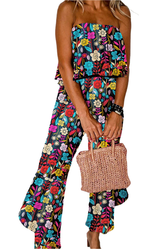 Printed Tube Wide Leg Jumpsuit