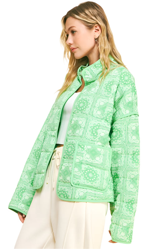 Davi & Dani Vintage Print Open Front Jacket with Pockets