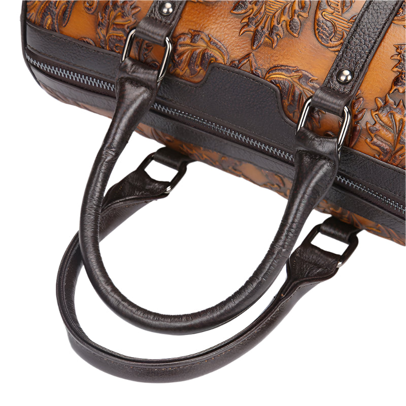 Cowhide Leather Flower Handbag