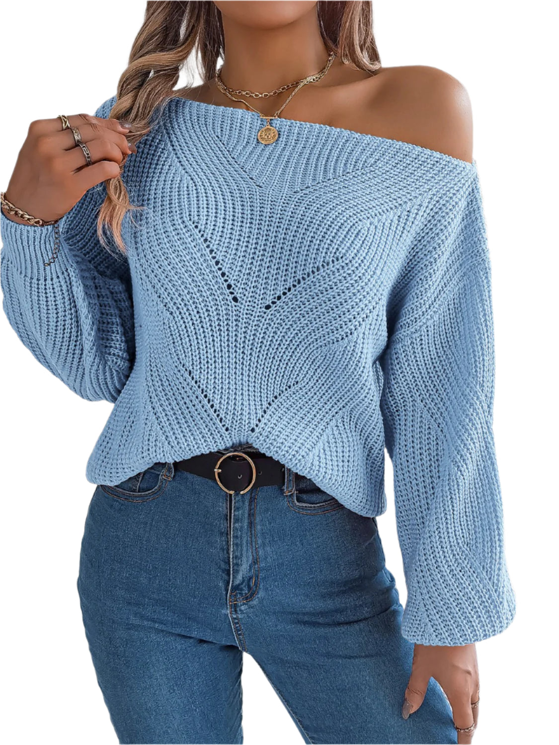 Openwork Long Sleeve Sweater