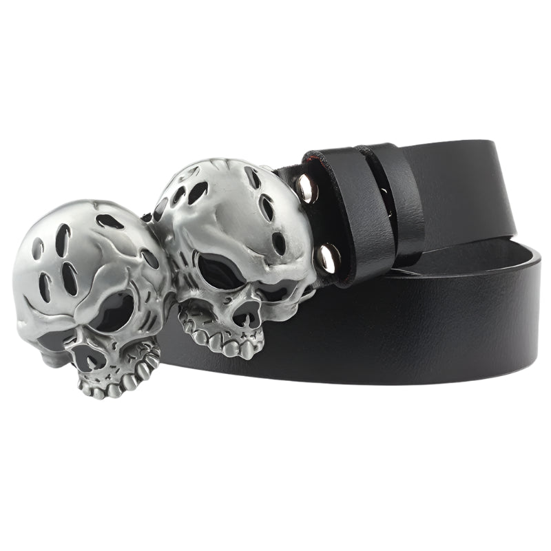 Cowhide Leather Belt with Skull Buckle