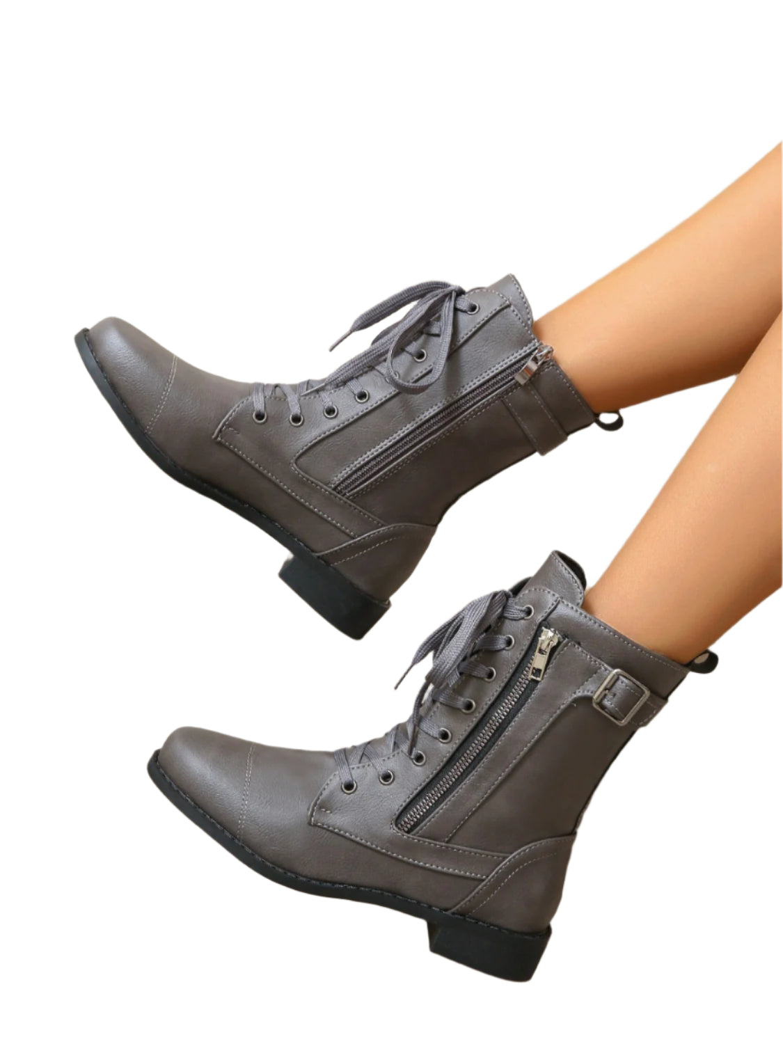 PU Leather Lace-Up Boots