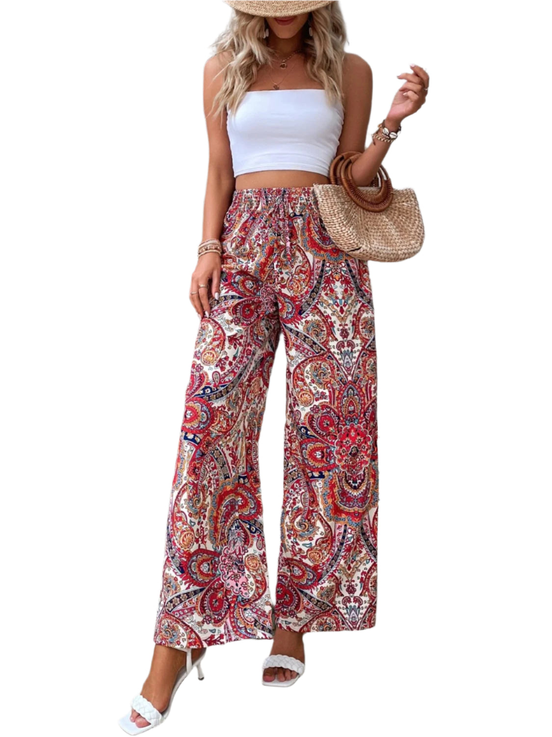 Printed Wide Leg Pants