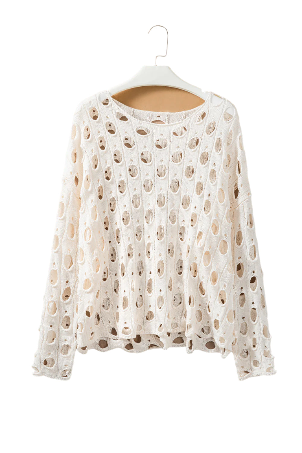 Cutout Round Neck Dropped Shoulder Knit Cover Up