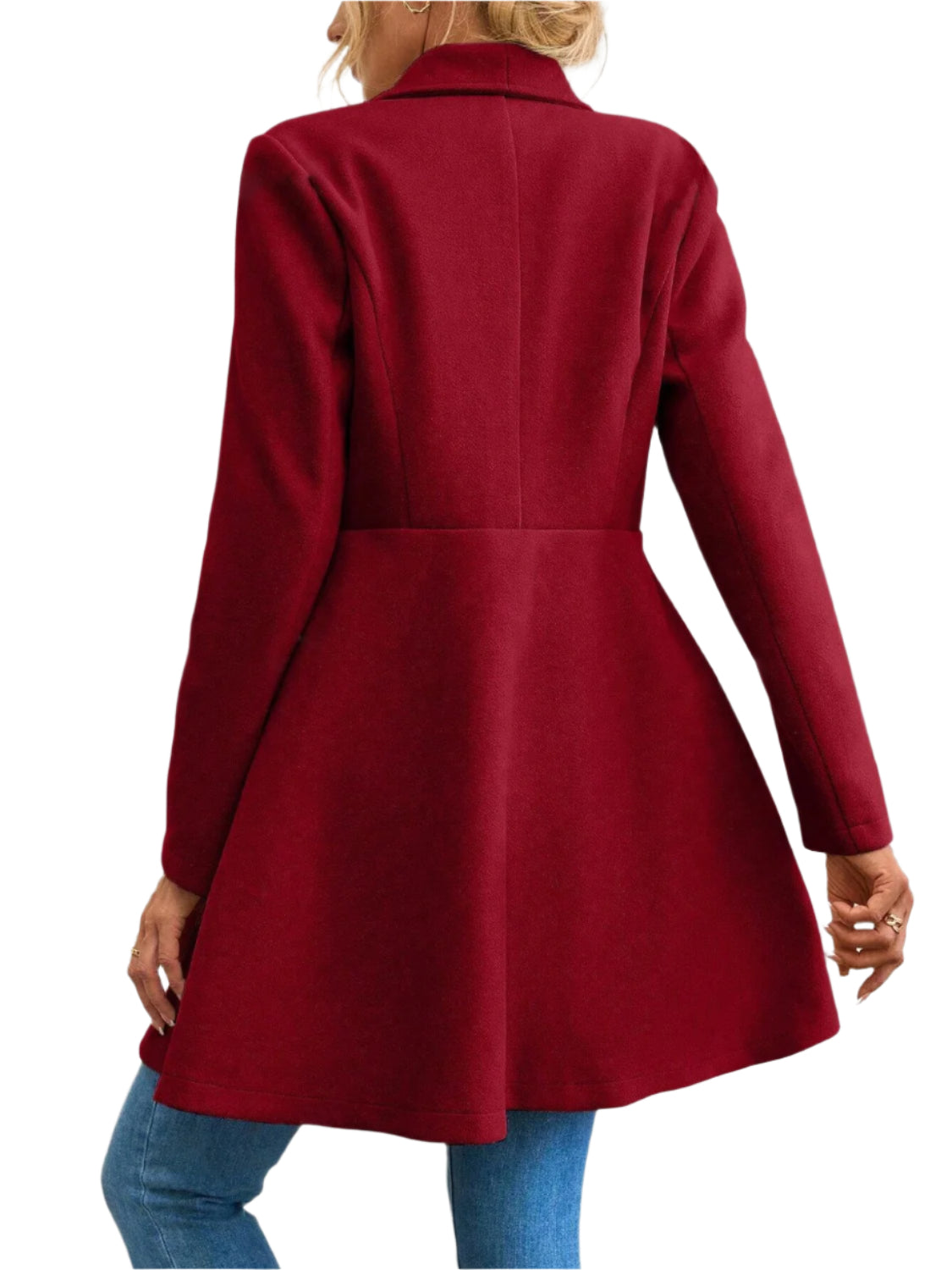 Collared Neck Button Up Long Sleeve Coat