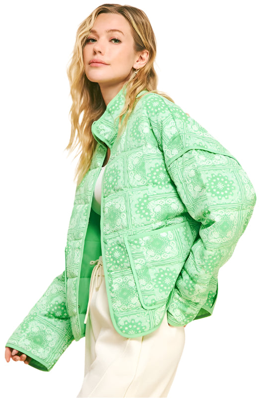 Davi & Dani Vintage Print Open Front Jacket with Pockets