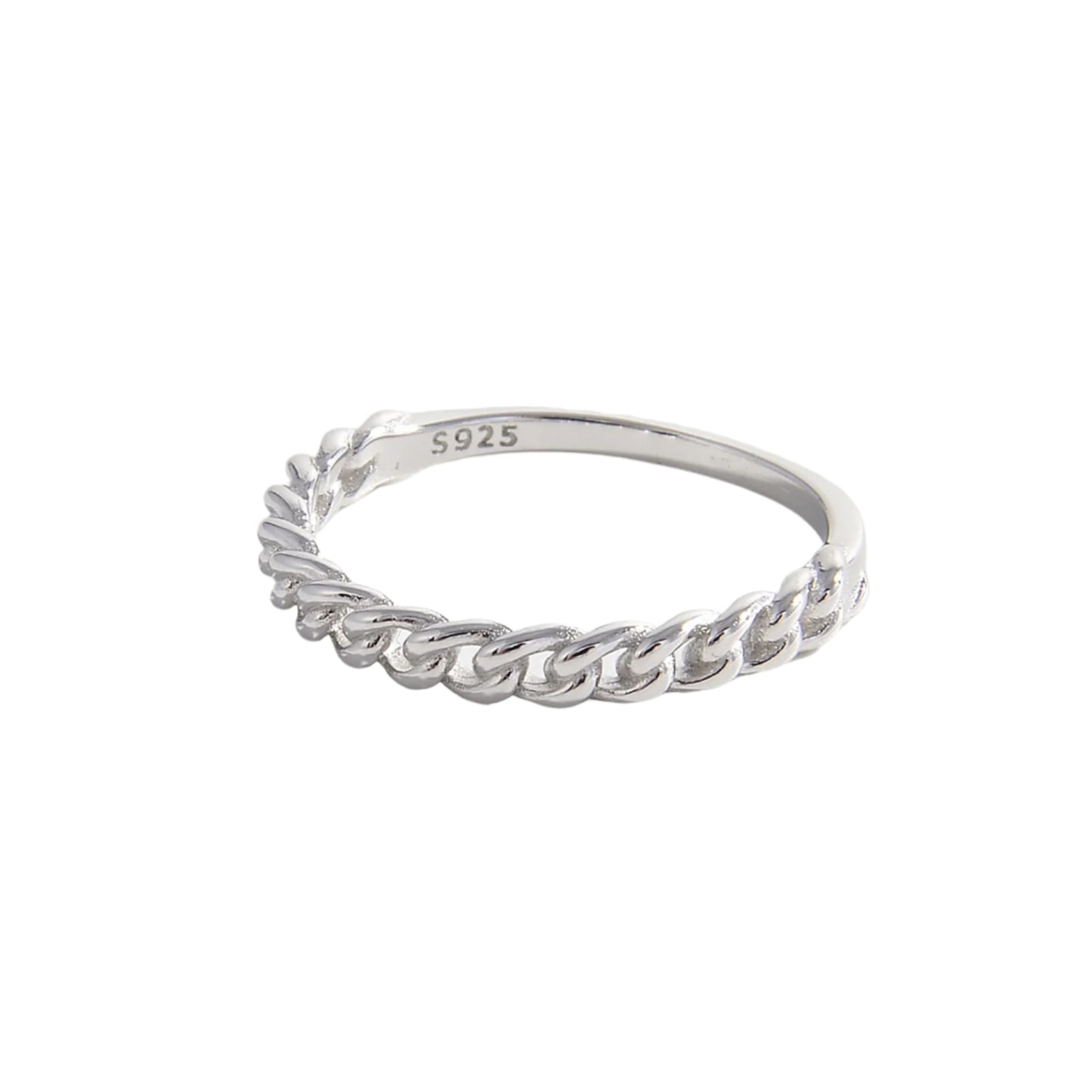 925 Sterling Silver Curb Chain Ring
