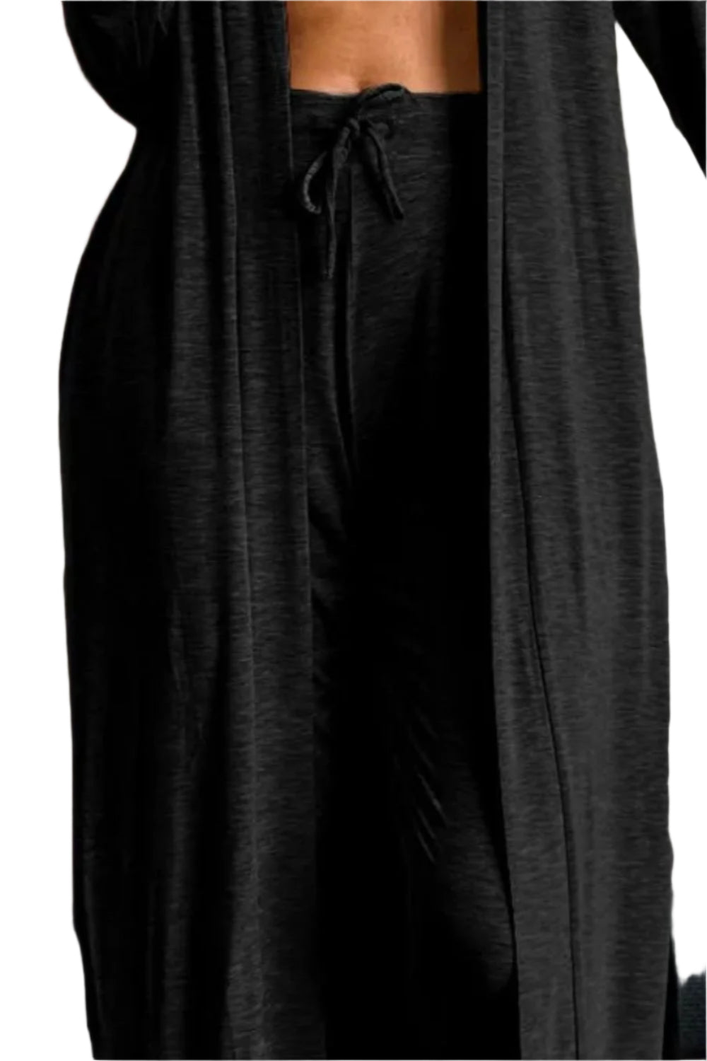 Open Front Long Sleeve Cardigan and Pants Lounge Set