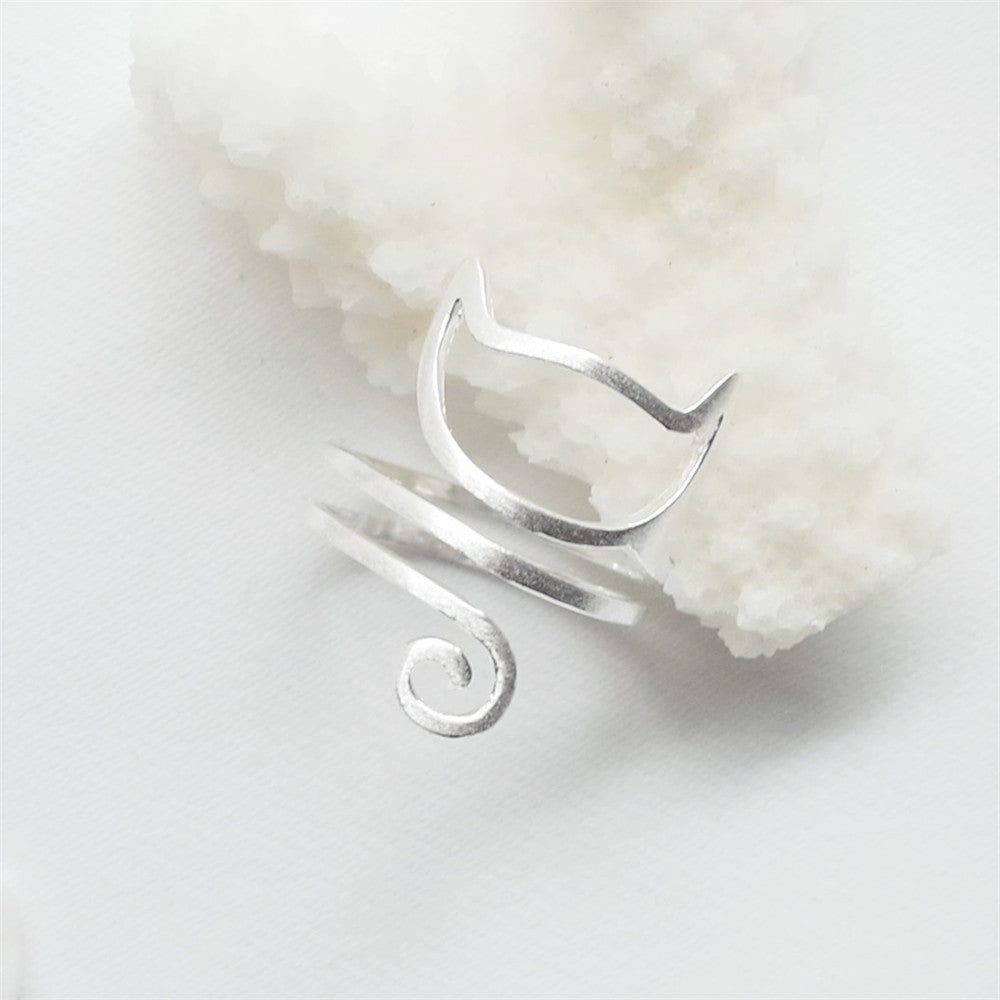 925 Sterling Silver Wire Cat Ring