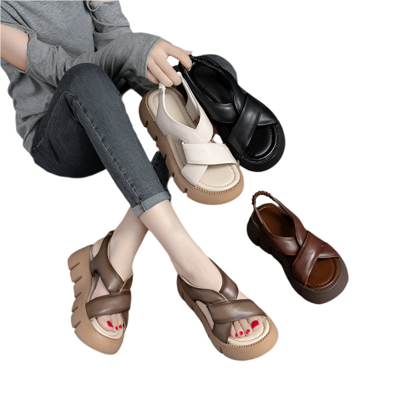 Roman Style Cowhide Platform Sandals