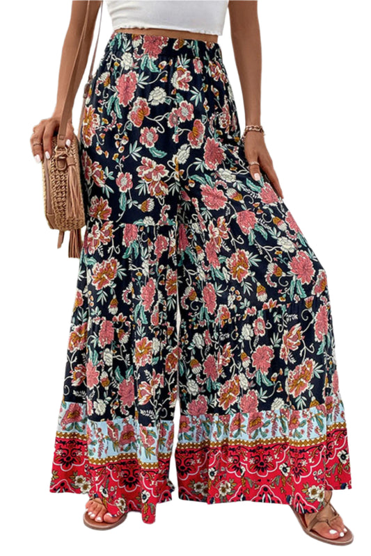 Perfee Floral High Waist Palazzo Pants