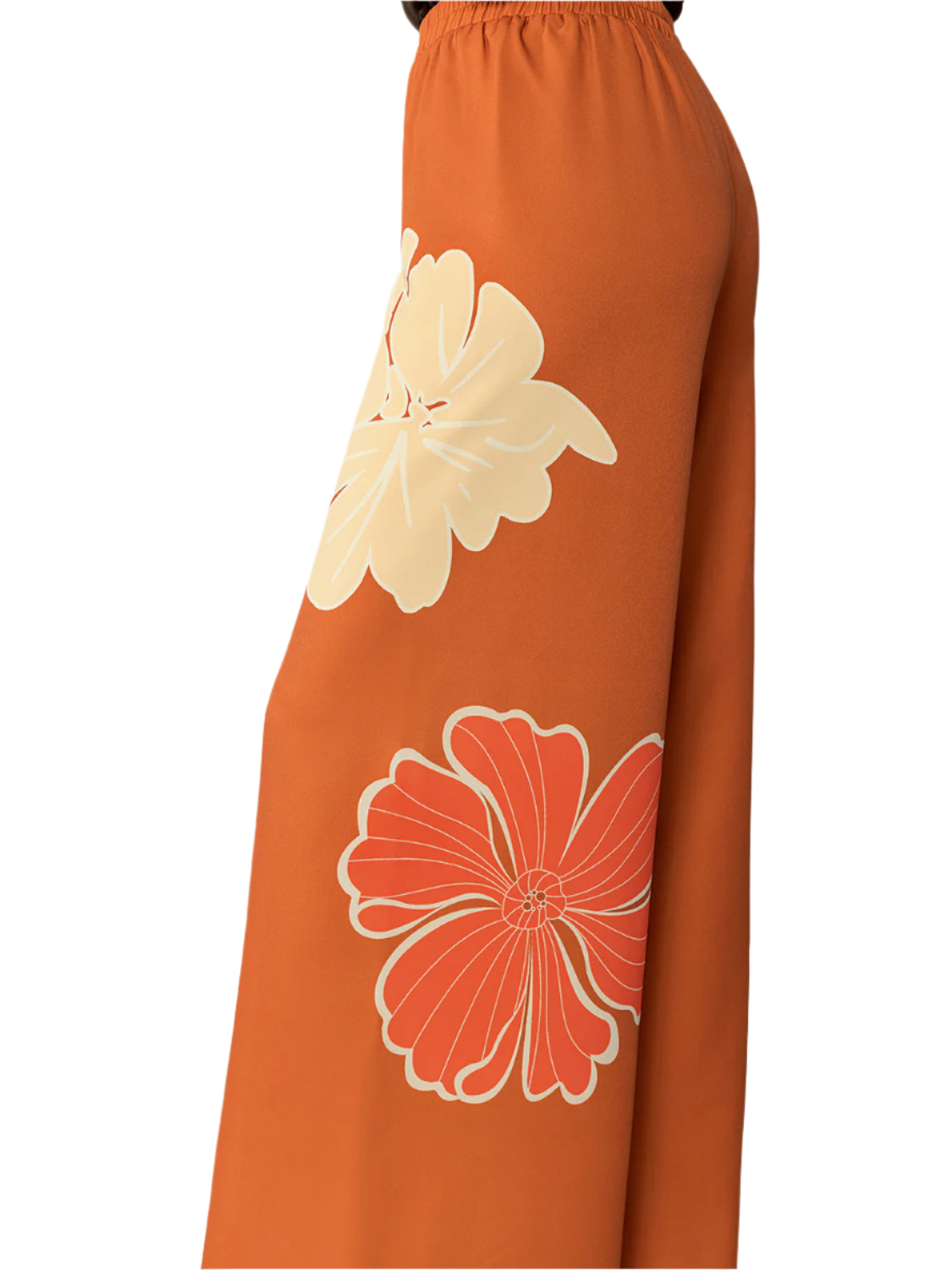 Printed Elastic Waist Wide Leg Pants