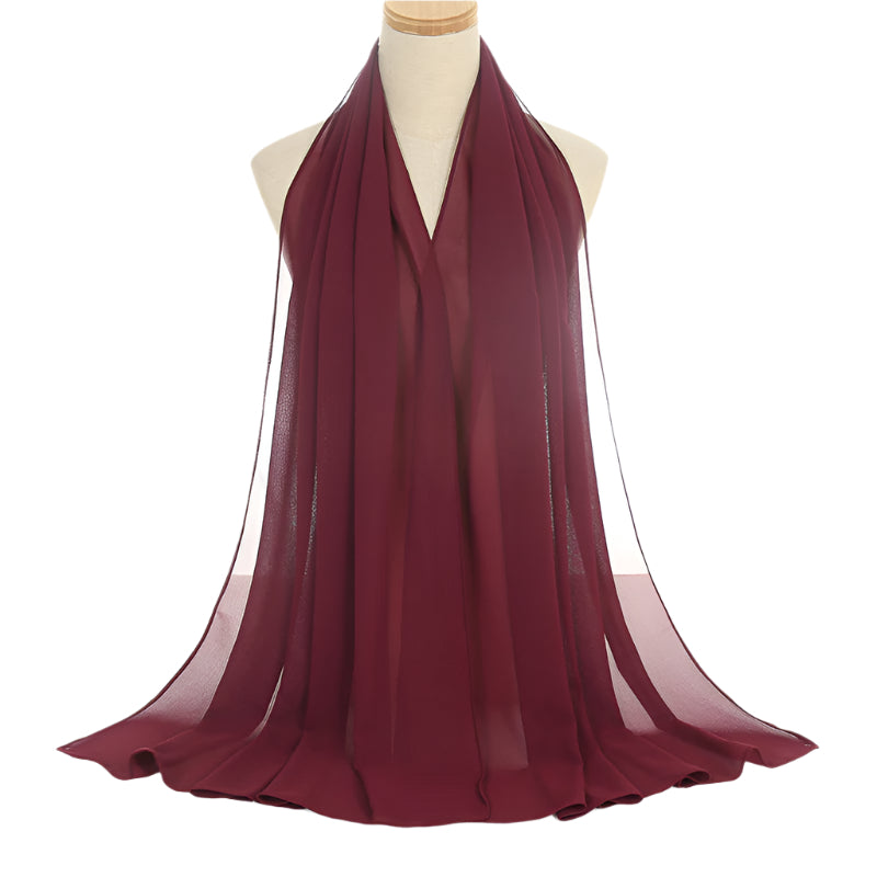 Pearl Chiffon Solid Color Rectangular Scarf