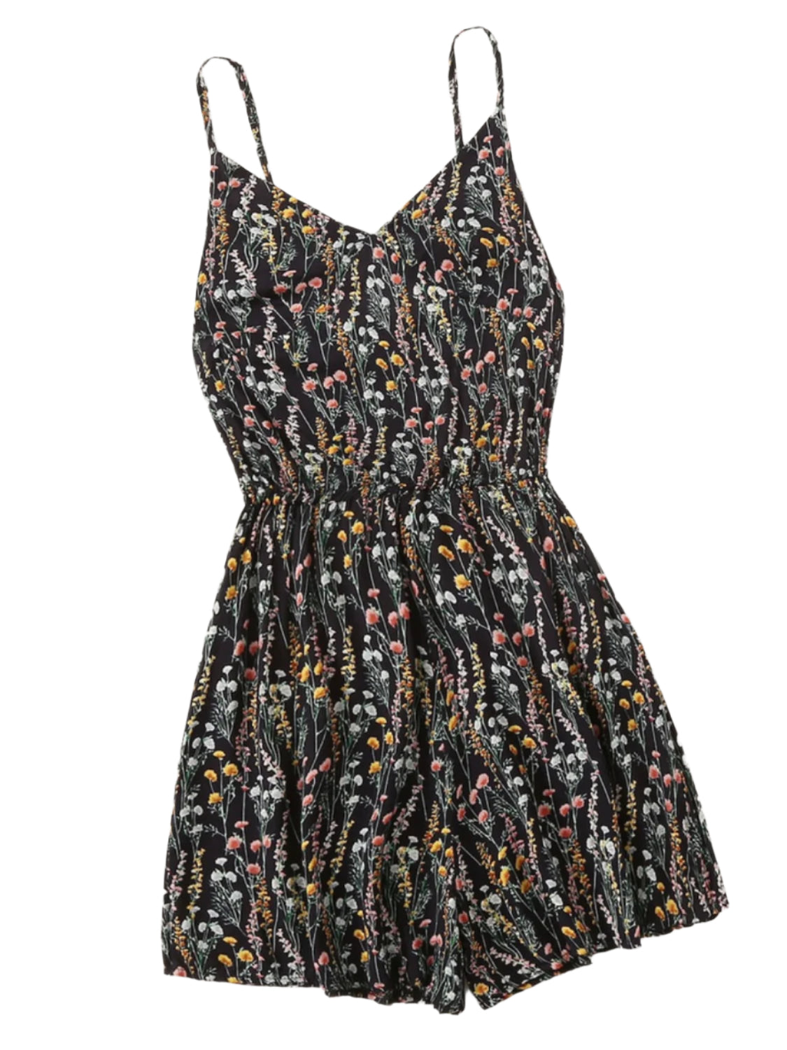 Printed V-Neck Spaghetti Strap Romper
