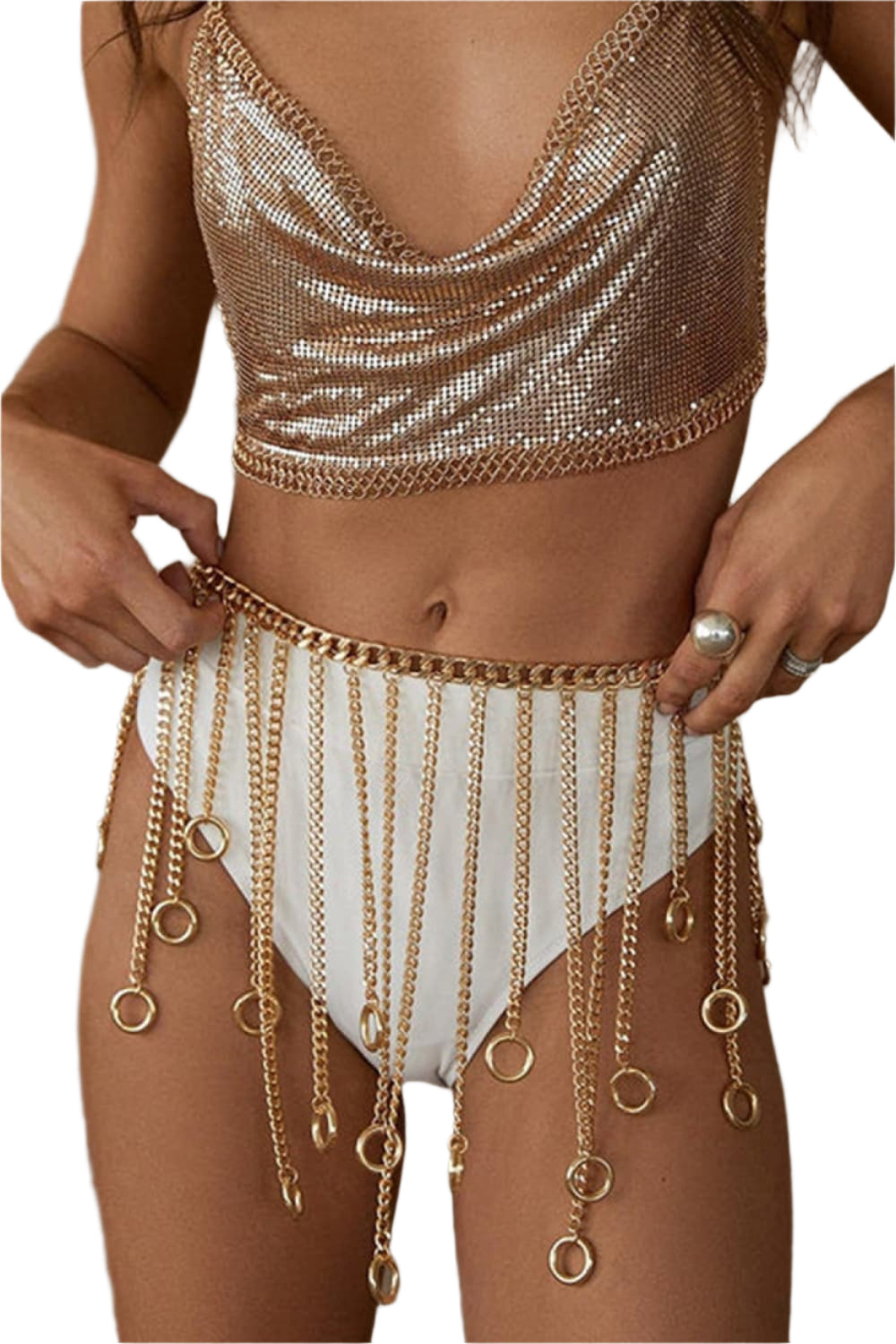 Fringe Chain Alloy Belt
