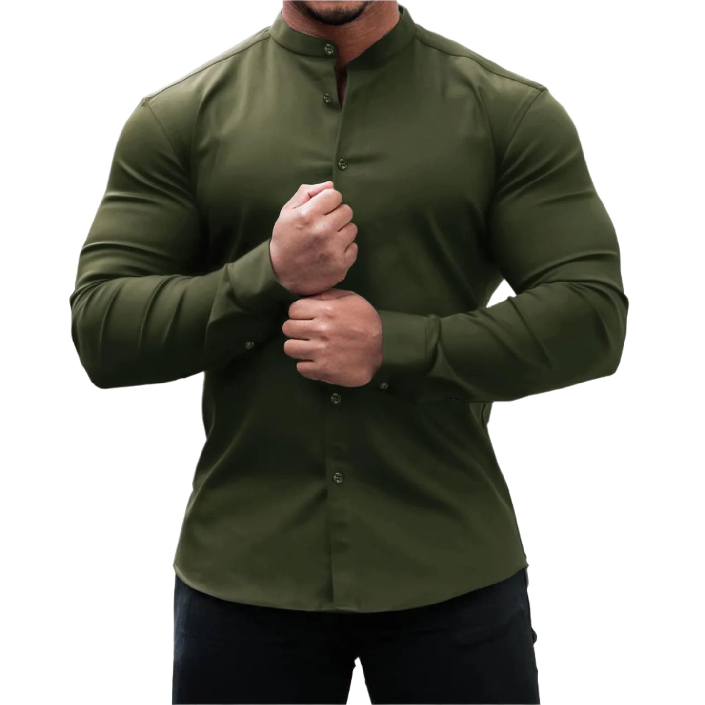 Men's Round Collar Button Down Shirt