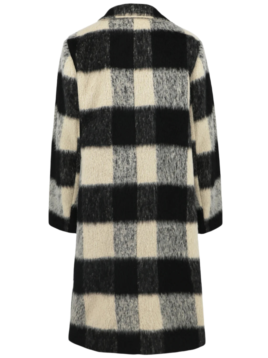 Plaid Double-Breasted Long Sleeve Coat
