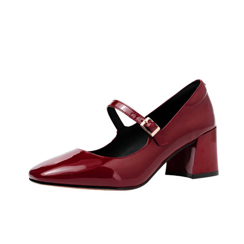 Patent Cowhide Leather Heeled Shoe