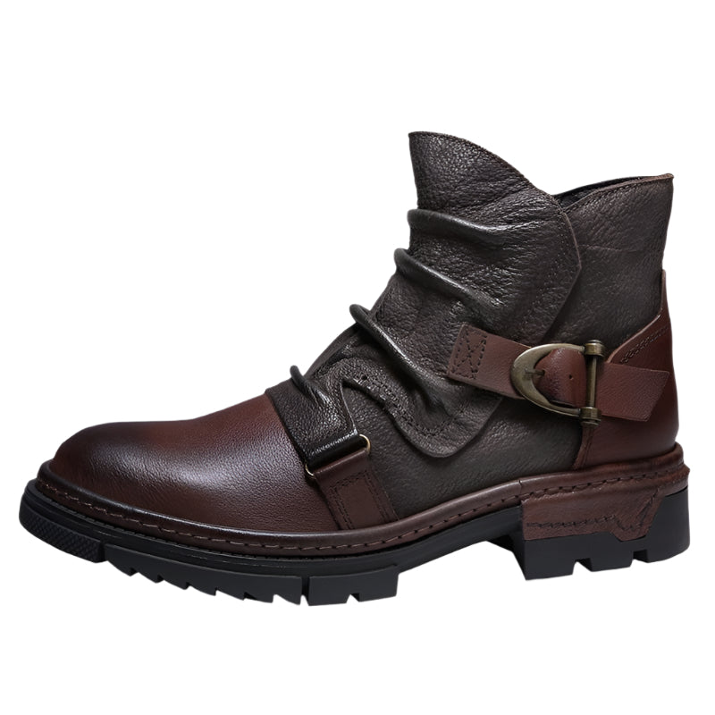 Genuine Wrinkle Cowhide Leather Men's Boots