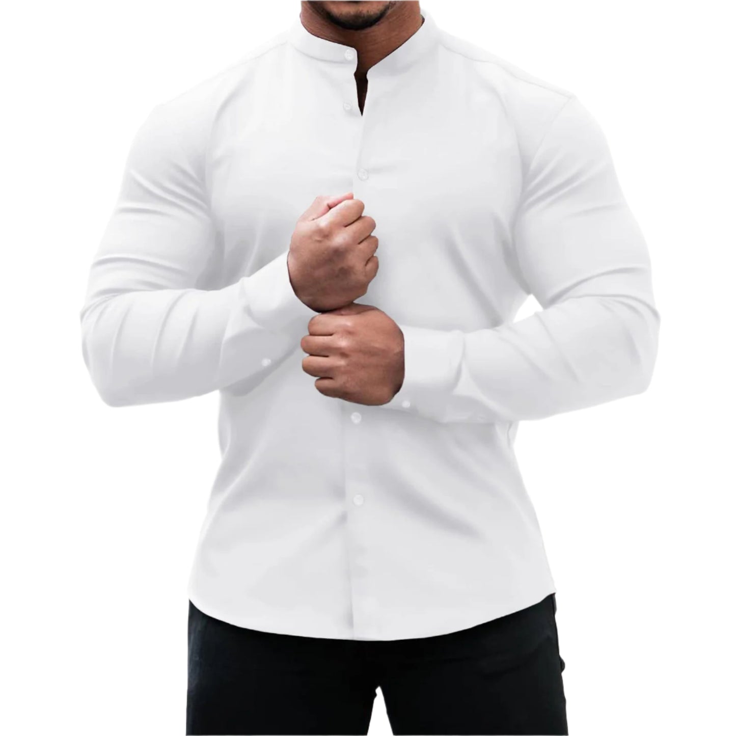 Men's Round Collar Button Down Shirt