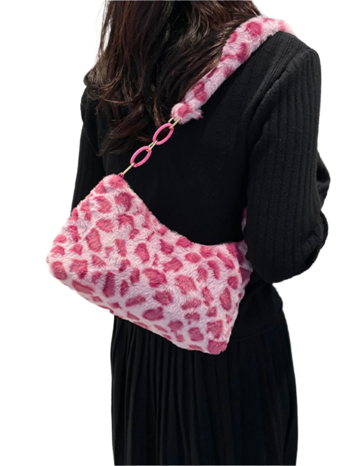 Leopard Fluff Shoulder Bag