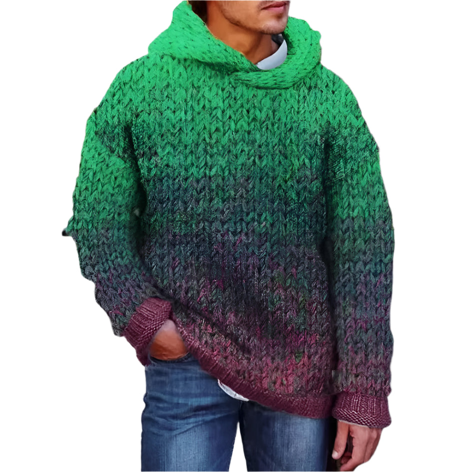 Men's Hand Woven Colorful Hooded Sweater