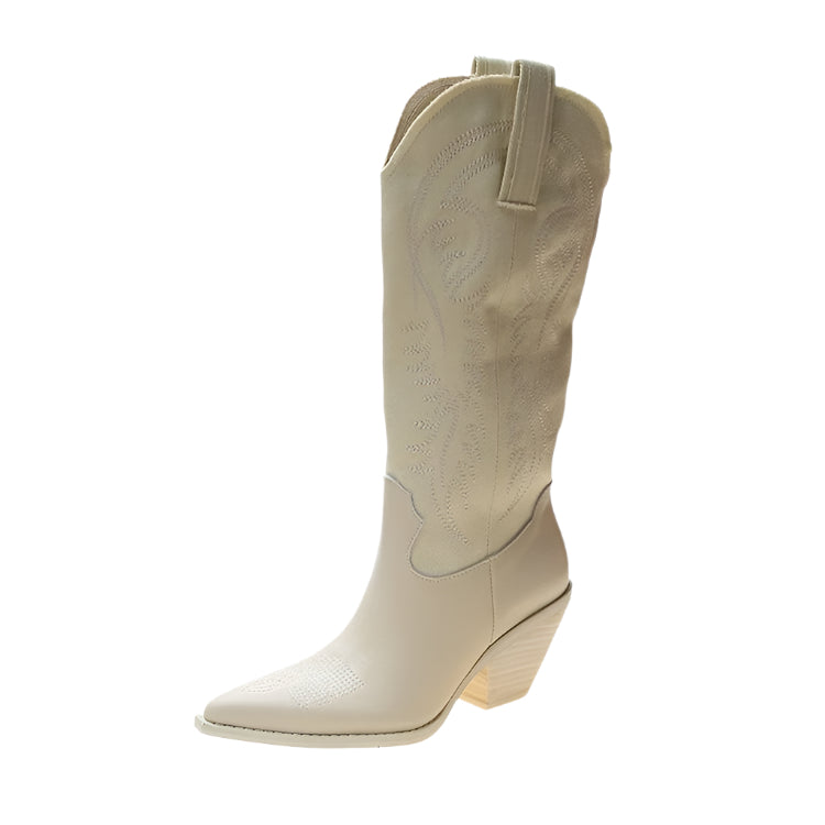 Embroidered PU Leather Western Cowboy Boots