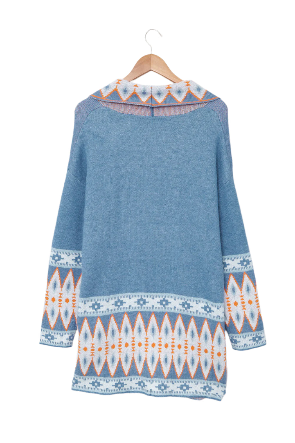 Geometric Open Front Long Sleeve Cardigan