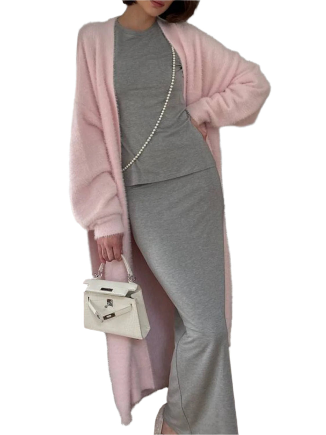 Fuzzy Open Front Solid Color Cardigan