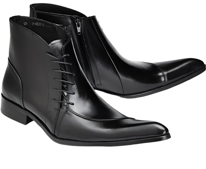 Men's Cowhide Leather Lace Up Ankle Boots