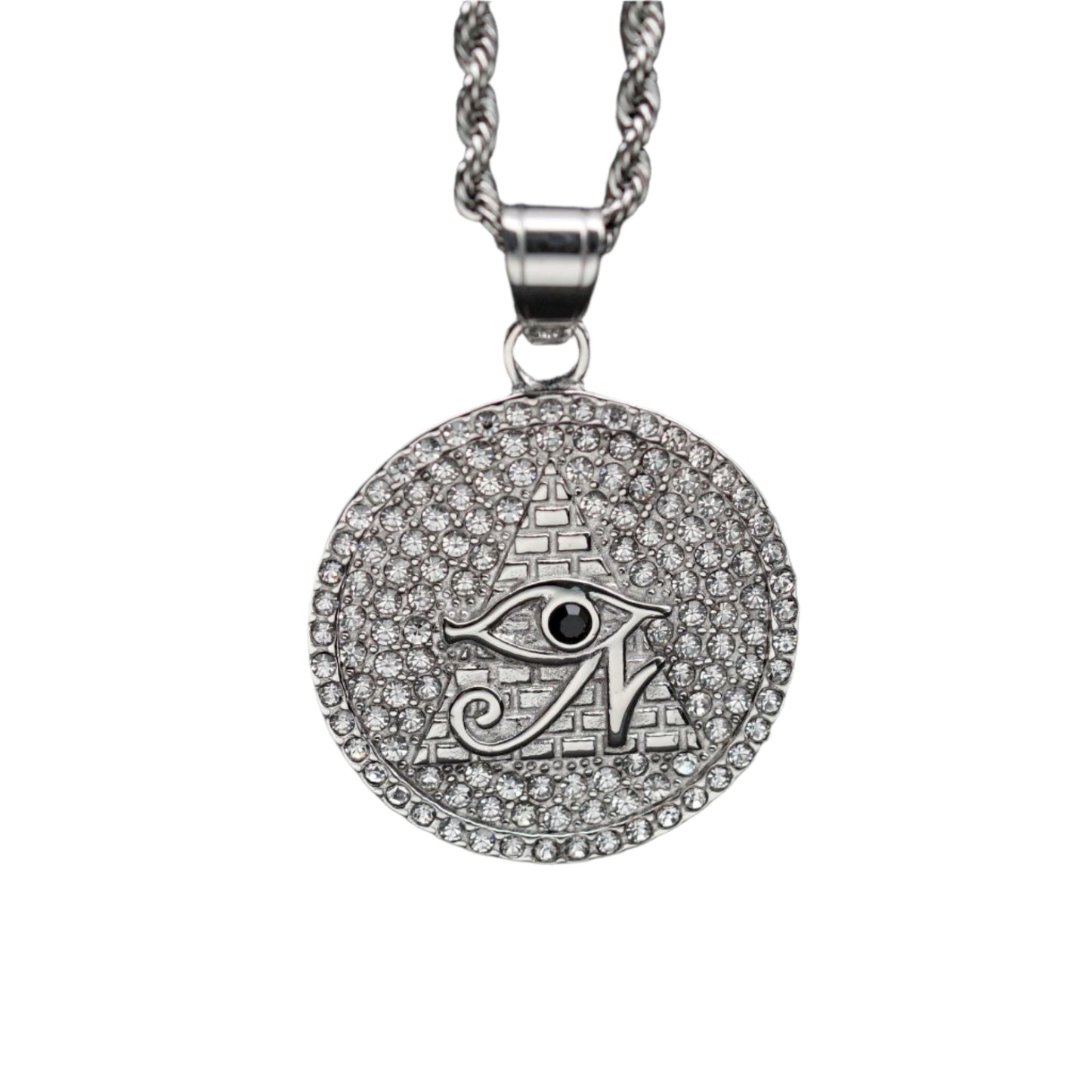 Eye of Horus Stainless Steel with Zircon Stones Pendant Necklace