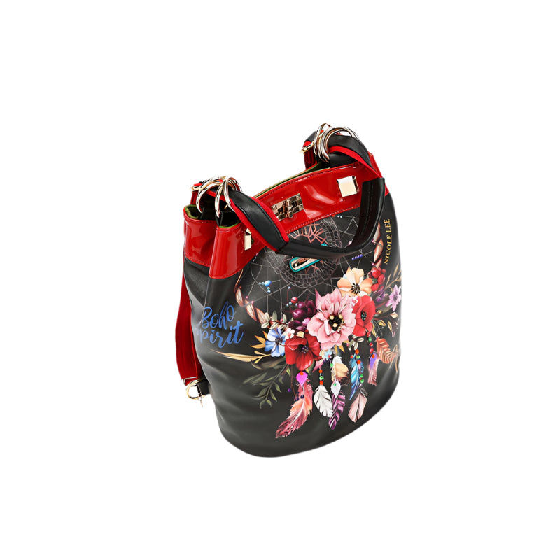 Nicole Lee USA Flower Pattern Adjustable Strap Backpack Bag