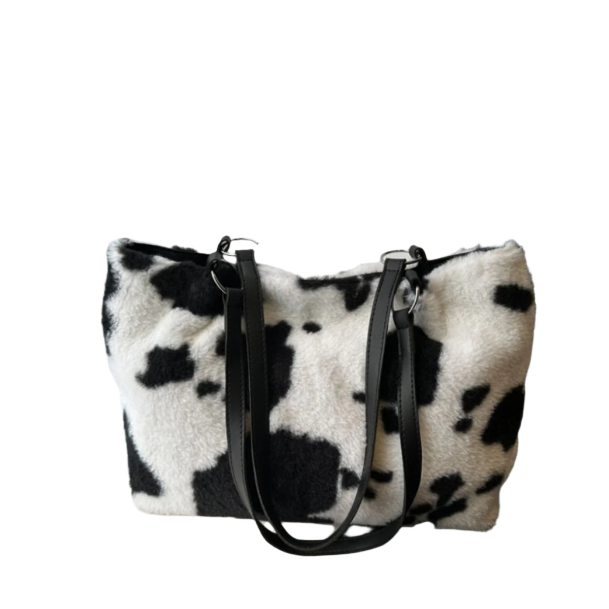 Cow Print Furry Tote Bag