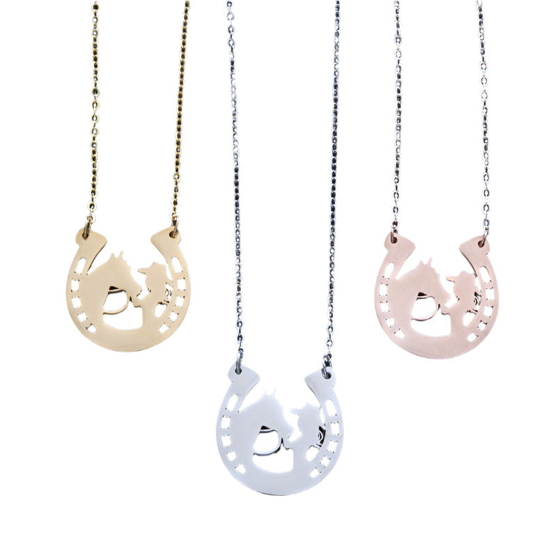 Stainless Steel Horseshoe Cowgirl Necklace