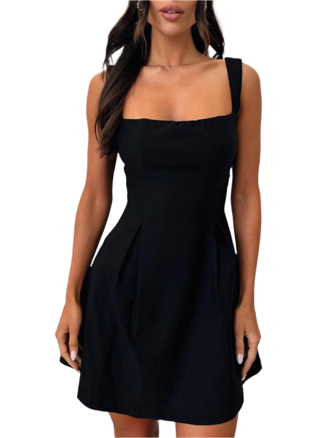 Devine Bow Back Square Neck Mini Dress