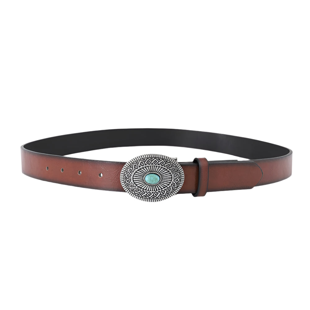 PU Leather Vintage Style Belt with Metal Buckle
