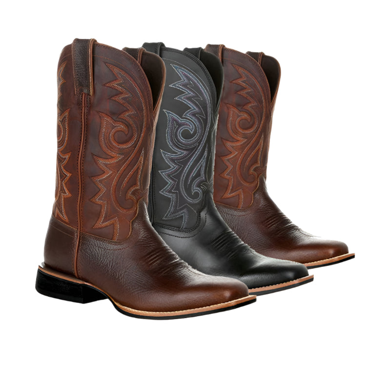 Men's PU Leather Wide Western Boots