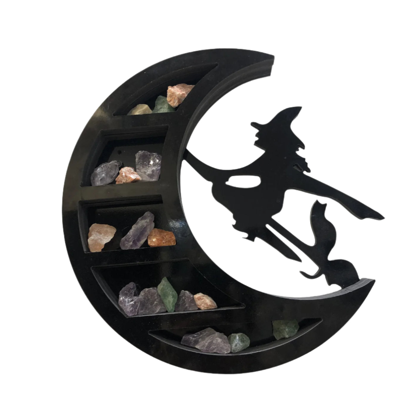 Resin Witch Flying to the Moon Crystal Display Shelf