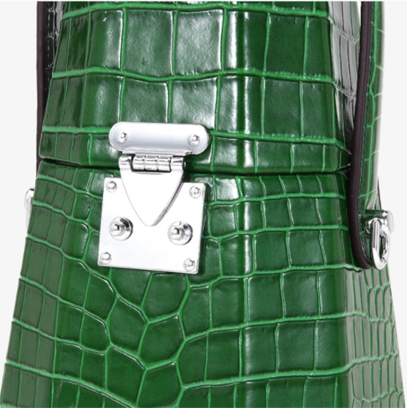 Single Strap Cowhide Unique Trapezoid Shaped Handbag