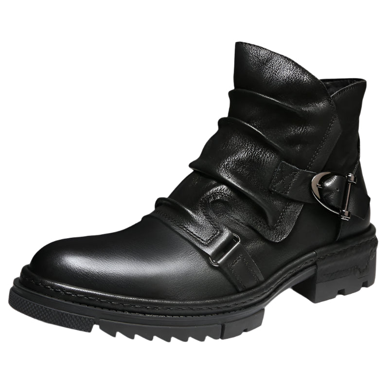 Genuine Wrinkle Cowhide Leather Men's Boots