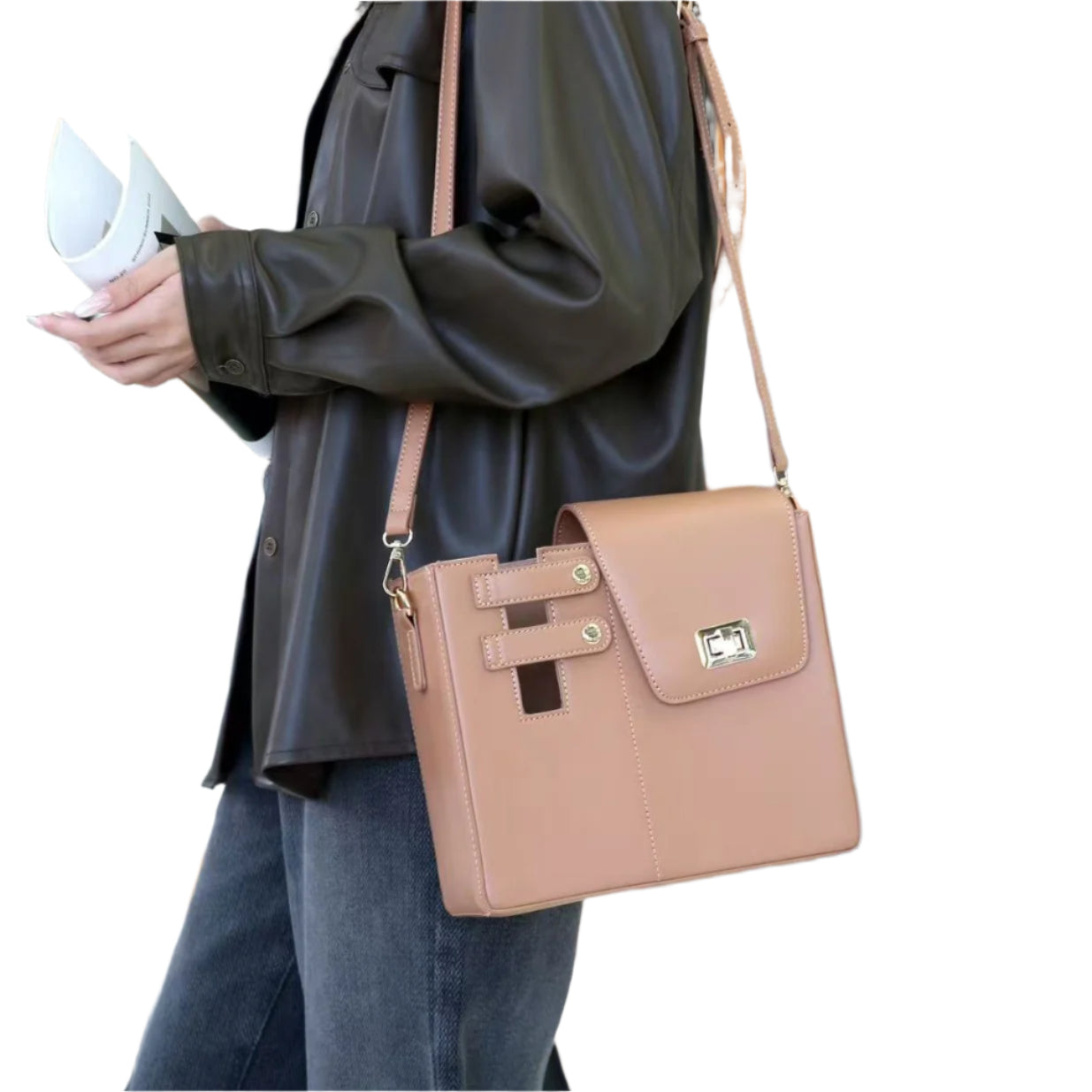 PU Leather Bottle Holder Shoulder Bag