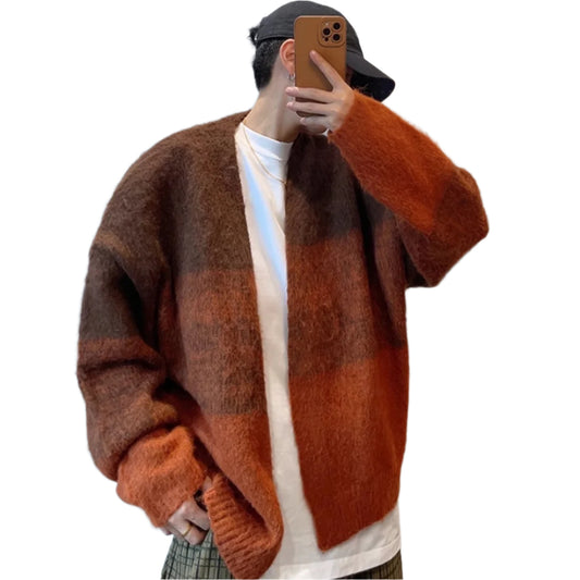 Men's Loose Gradient Brushed Cardigan