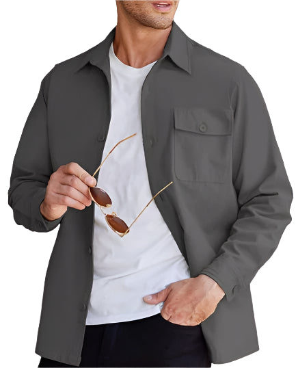 Solid Color Men's Heavy Weight Collard Button Down Shirt