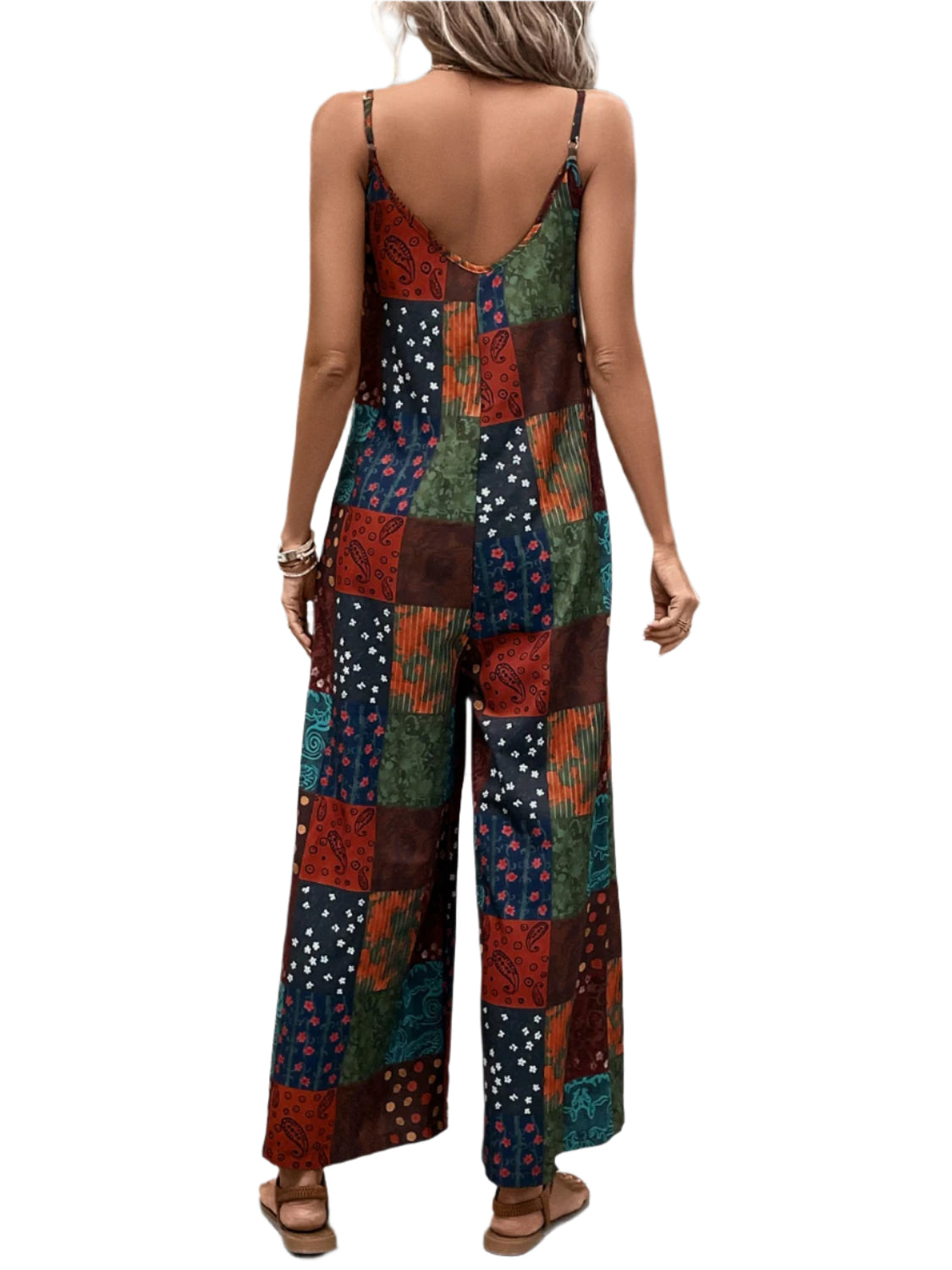 Printed Scoop Neck Spaghetti Strap Jumpsuit