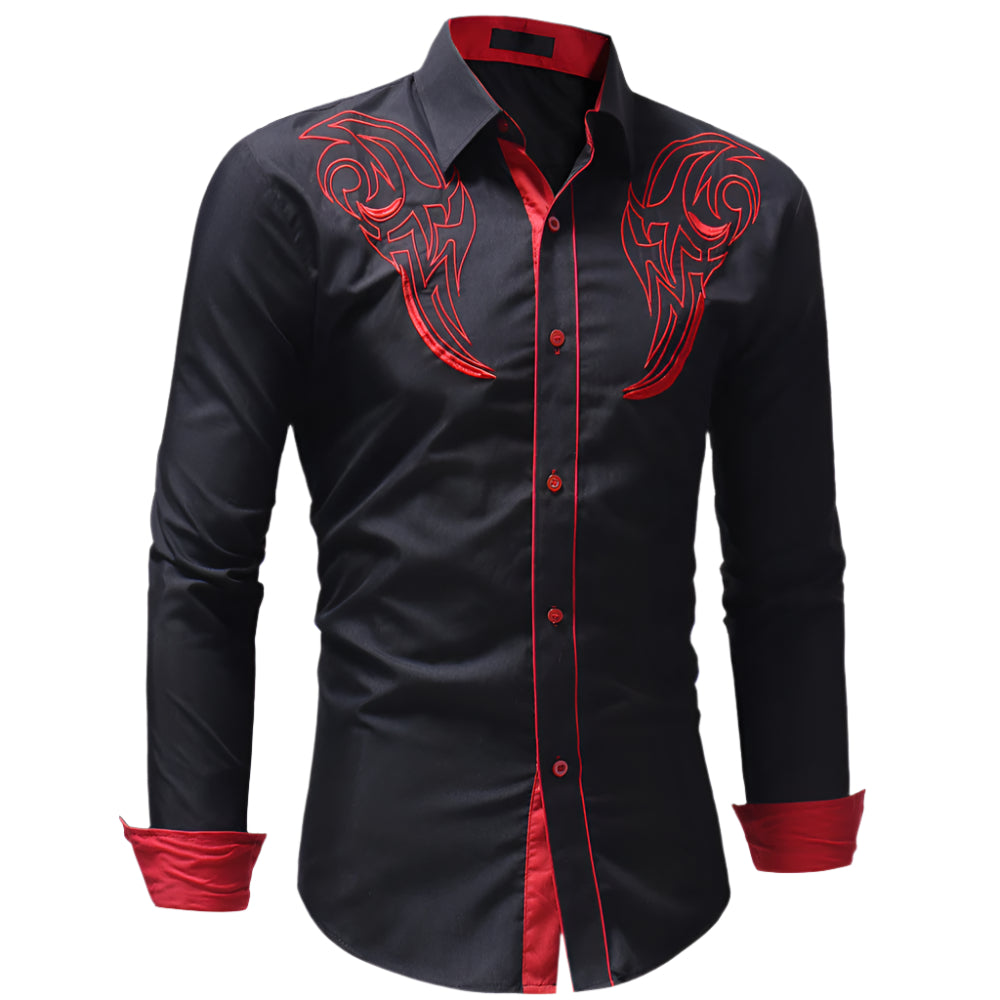 Men's Embroidered Fitted Contrast Shirt