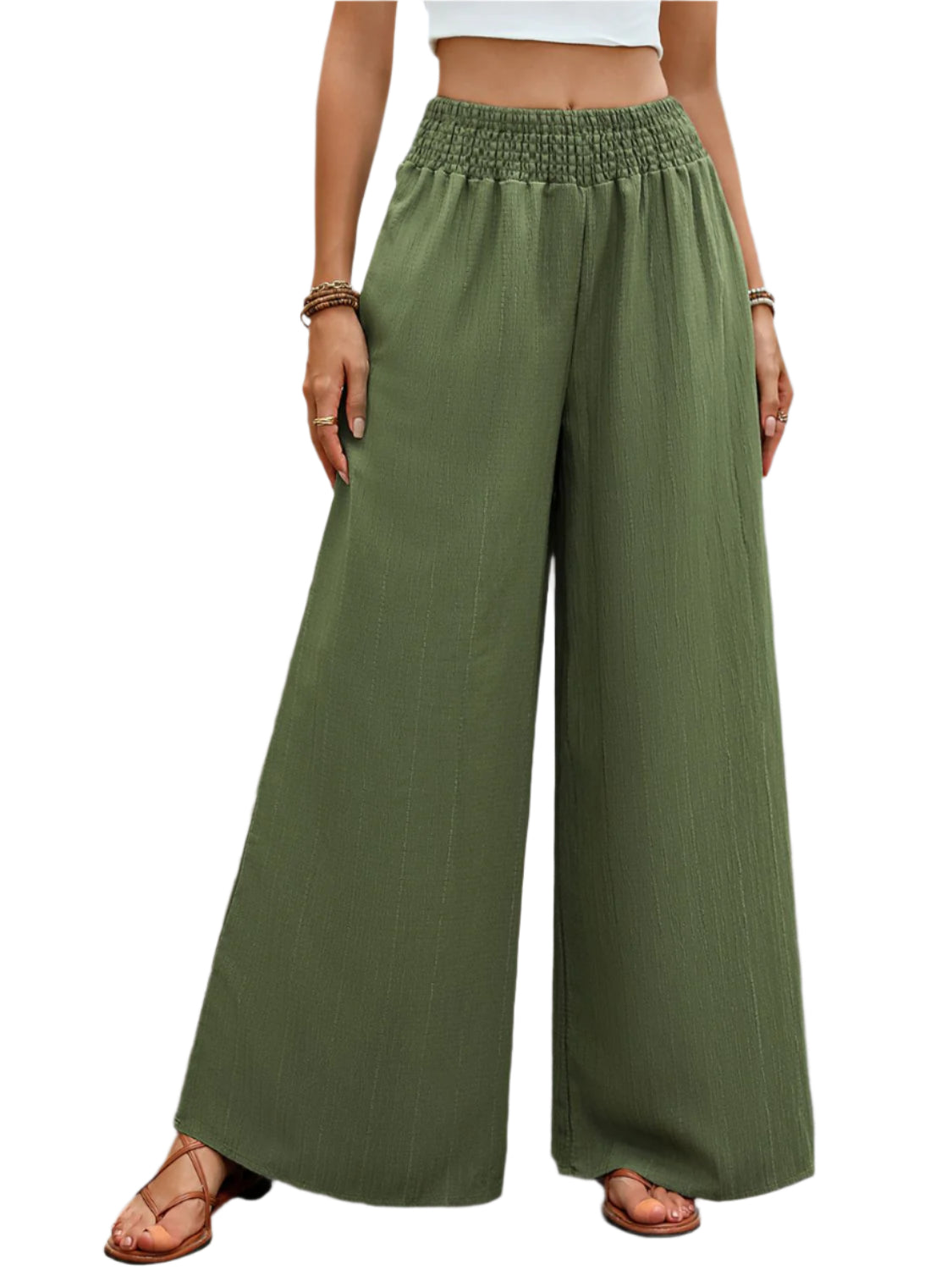 Perfee Smocked Wide Leg Pants