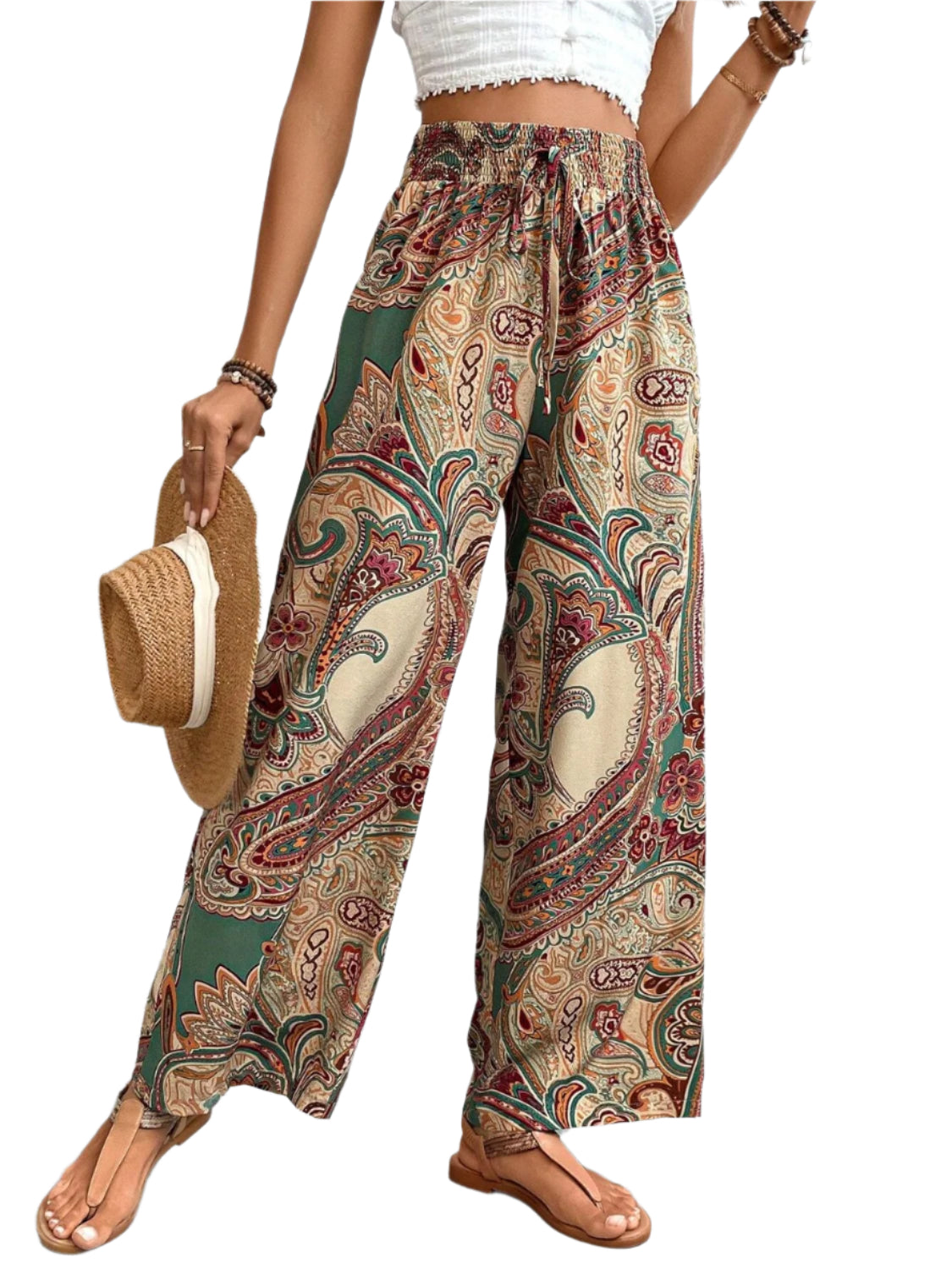 Printed Wide Leg Pants